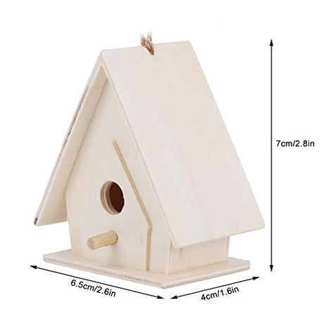 4Pcs Wood Bird House, Mini Hanging Wooden Bird Houses Nests Cage Wooden Ornament Crafts Build Paint Unfinished Birdhouse for Garden Courtyard Decor Joyzan