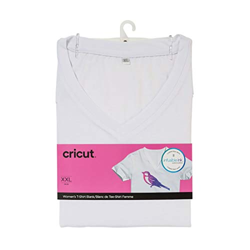 Cricut Women's T-Shirt Blank, V-Neck, XX-Large Infusible Ink, White - WoodArtSupply