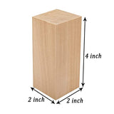 4 Inch Wood for Carving, 4 PCS Unfinished Wood Craft Cubes, Rectangular Wooden Blocks for DIY Carving, Large Unfinished Whittling Wood Blank Blocks WURONXIN