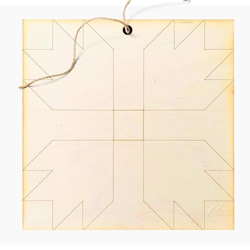 Ornament Barn Quilt Square Design Cutout Unfinished Wood Shape Style, Quilting Blocks (Bear Paw) AVTRBoutique