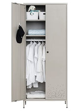 Besfur Bedroom Armoires, Metal Wardrobe Closet with Hanging Rod, Adjustable Shelves, 20" D x 31.5" W x 74" H - Sea Shell Color Besfur
