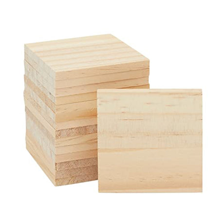 15-Pack Unfinished 3x3 Wood Squares for Crafts, Blank Wood Wooden Tiles for Wood Burning, DIY Supplies, Coasters, Cutouts, Engraving Bright Creations