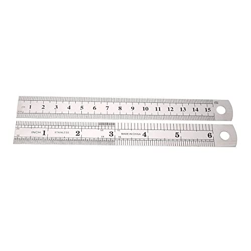 15cm 6 Inch Stainless Steel Straight Ruler Precision Double Sided Drafting Metal Rulers for Measuring Tool - WoodArtSupply