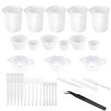 Woohome 38 PCS Epoxy Resin Tools Kit, Silicone Mold Tool Included 5 PCS Resin Measuring Cup, Silicone Mixing Cups, Silicone Scraper, Silicone Stick, Woohome