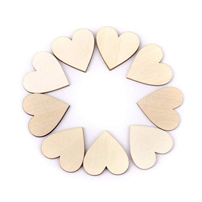 Heart Shape Wood Slices, Unfinished Wood DIY Craft, (50mm, 50pcs) - WoodArtSupply