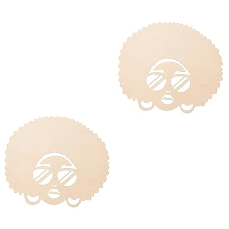 IMIKEYA 2pcs Woman Wood Chips Decoraciones para Uñas Unfinished Wood Tags Female Head Shape Wood Decor Afro Lady Unfinished Wood Ornaments Wedding IMIKEYA