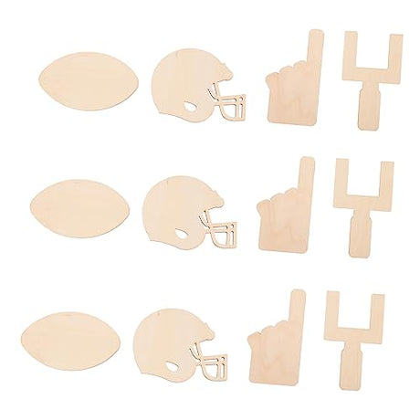 TEHAUX 40pcs Signboard Wood Piece Soccer Ornaments Football Wood Slice Unfinished Wood Helmet Blank Ornaments Sports Accessories Rugby Signage Making TEHAUX