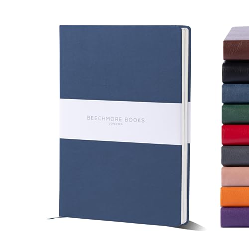 Beechmore Books Sketchbook - A4 Navy | Art Sketch Book with Vegan Leather Hardcover | Draw, Sketch, Paint, Scrapbook | Thick Paper 160gsm Pad - WoodArtSupply