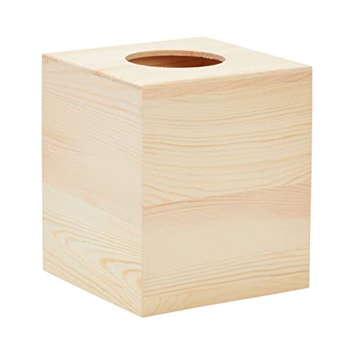 Unfinished Wood Tissue Box Cover for DIY Custom Design, Square Wooden Tissue Cover Holder with Slide Out Bottom for Home Decor, Arts & Crafts, Kid's