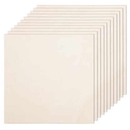 12 Pack Basswood Plywood Sheets 8x8x1/8 Inch-3 mm Thick Unfinished Plywood Sheets Thin Basswood Boards Square Craft Wood Sheets for DIY Crafts, Laser