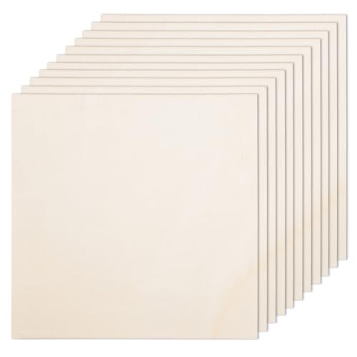 12 Pack Basswood Plywood Sheets 8x8x1/8 Inch-3 mm Thick Unfinished Plywood Sheets Thin Basswood Boards Square Craft Wood Sheets for DIY Crafts, Laser - WoodArtSupply