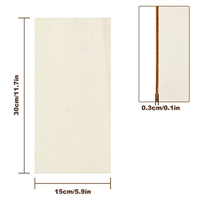 Rectangle Unfinished Wood Pieces 6 x 12 Inch, 25 Pcs Blank Basswood Sheets 1/8 Inch Thin Wood Board for Crafts, Model Making, Wood Burning