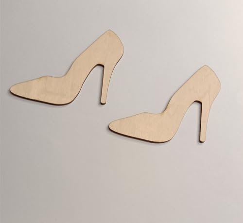 20pcs of High Heels Shaped Wood Cutouts,High Heel Shape,Wooden High Heel for Crafts and Decorations (4'') RUIXUAN