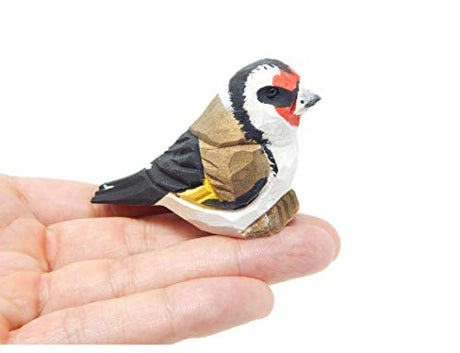 Selsela European Goldfinch Wood Finch Bird Figurine Miniature Garden Statue Carving Home Decor Sculpture Small Animal Selsela