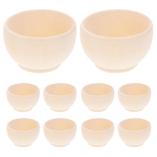 KALLORY Unfinished Wood Blank Bowls 10pcs Miniature Wooden Bowls Unpainted Tiny Bowls Dollhouse Tableware for DIY Painting Art Crafts Projects - WoodArtSupply