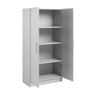 Prepac Elite 32" Storage Cabinet, Light Gray Storage Cabinet, Bathroom Cabinet, Pantry Cabinet with 3 Shelves 16" D x 32" W x 65" H, GES-3264