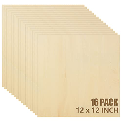 16PCS Basswood Sheets 1/8 x 12 x 12 Inch Plywood Board for Crafts, Unfinished Square Wooden Sheets Thin 3mm Basswood for Architectural Model Making APACALI