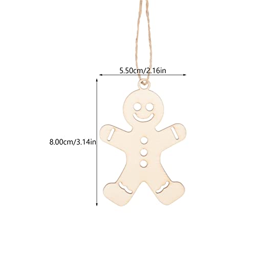 iplusmile 100pcs Wooden Gingerbread Man Cutouts Unfinished Wood Ornaments Blank Gingerbread Man Shape Pendants with Ropes for Christmas Easter Tree iplusmile