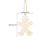 iplusmile 100pcs Wooden Gingerbread Man Cutouts Unfinished Wood Ornaments Blank Gingerbread Man Shape Pendants with Ropes for Christmas Easter Tree iplusmile