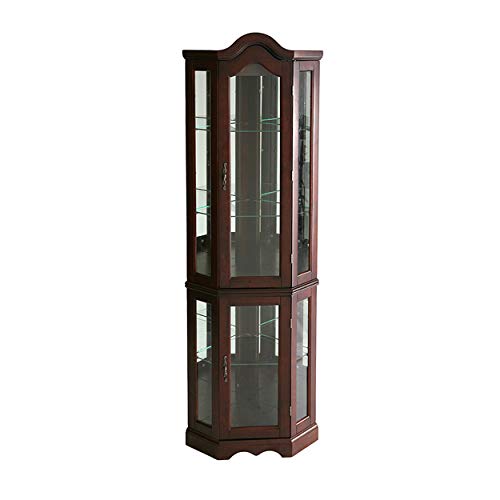 Home Decorators Collection Vitric Lighted Curio, 70" Hx21 Wx16 D, Mahogany - WoodArtSupply