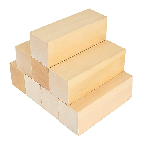 ACXFOND 8PCS Basswood Carving Blocks, 6x2x2 inch Unfinished Wood Blocks for Crafts, Unfinished Wood Squares Wooden Blocks for Arts and Crafts