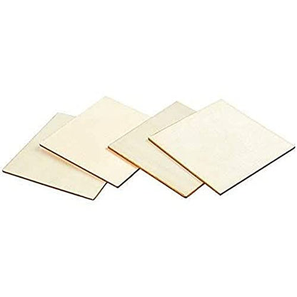 Wood Squares for Crafts, Unfinished Wooden Cutout Tile (4 in, 36 Pack)