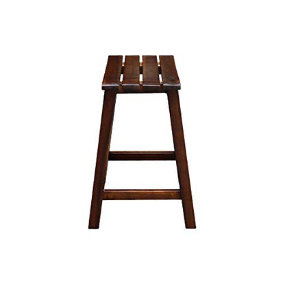 IC International Concepts International Concepts Slat Seat, 18-inch, Espresso,Brown Stool - WoodArtSupply