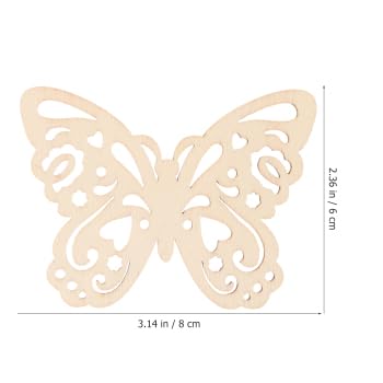 EXCEART 10pcs Unfinished Wooden Cutouts Butterfly Wood Slice Shapes Pieces Wood Discs for DIY Crafts Confetti Hanging Ornaments Table Scatter EXCEART