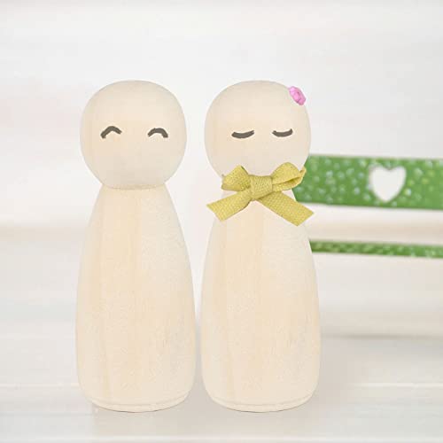 JAPCHET 50 Pack 3-1/2 Inch Large Wooden Peg Dolls, Unfinished Wooden Jumbo Peg People Wood Doll Bodies Figures for Painting, DIY Art Craft Projects, JAPCHET