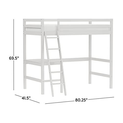 Hillsdale Caspian White Twin Loft Bed with Built-In Desk for Kids Hillsdale