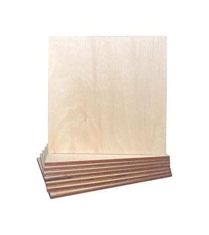 8 Pieces Unfinished Wood Sheet 8x8x3/16 Inch Thick Basswood Plywood Board Wooden Square Panels for Crafts DIY Homemade