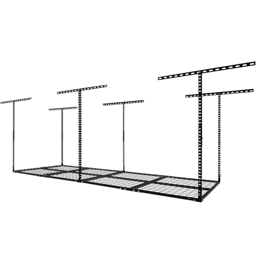 3 x 8FT Overhead Garage Storage Rack, Adjustable Ceiling Storage Racks, Garage Shelving Heavy Duty Storage Organizer System, 600lbs Weight Capacity - WoodArtSupply