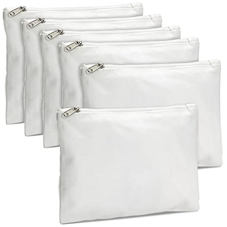 Bright Creations 6-Pack White Makeup Bag Set with Zipper, Customizable Canvas Pouches for DIY Arts and Crafts, Items to Tie-Dye for Cosmetic Items, Bright Creations