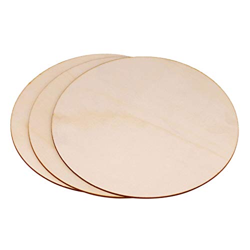 11 Inches Round Shape Unfinished Wood DIY Crafts Circle Wooden Cutouts Wood Discs Slices for Home Painting DIY Projects Craft Decor Pack of 3pcs Qingmao