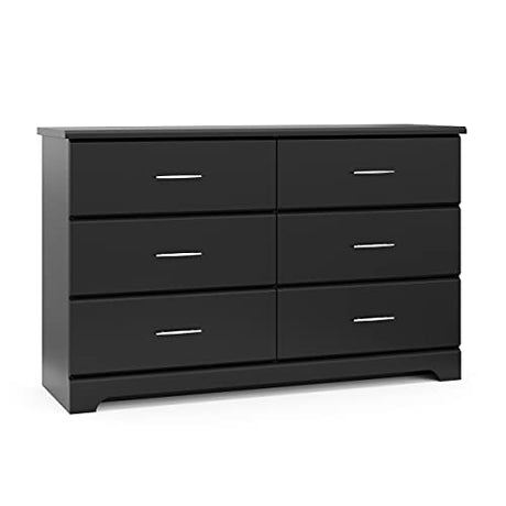 Storkcraft Brookside 6 Drawer Double Dresser (Black) – GREENGUARD Gold Certified, For Nursery, Kids Organizer, Chest of Drawers Stork Craft