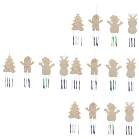 Yardwe 16 Sets Christmas DIY Wind Chime Christmas Tree Ornament Christmas Bell Pendant Xmas Unfinished Wind Chime Wind Chime Craft Kit Ornaments for Yardwe