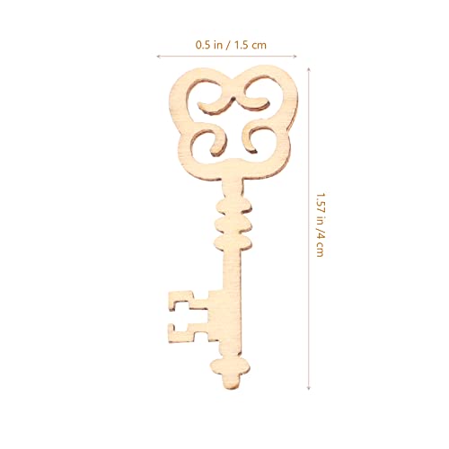 Amosfun 20PCS Wooden Key Shapes Natural Wood Mini DIY Art Craft Embellishment Keys Cards Bookmark Scrapbooks Amosfun