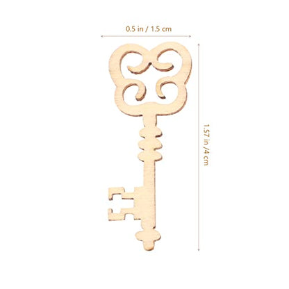 Amosfun 20PCS Wooden Key Shapes Natural Wood Mini DIY Art Craft Embellishment Keys Cards Bookmark Scrapbooks - WoodArtSupply