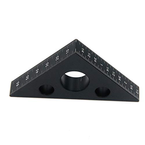 T Tulead Carpenter Square Triangle Ruler Aluminum Alloy Woodworking Ruler 45 Degree Woodworking Square Measurement Tool Black T Tulead