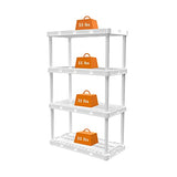 Gracious Living 4 Shelf Knect-A-Shelf Solid Light Duty Storage Unit 12 x 24 x 48 Organizer for Home, Garage, Basement & Laundry, White Gracious Living