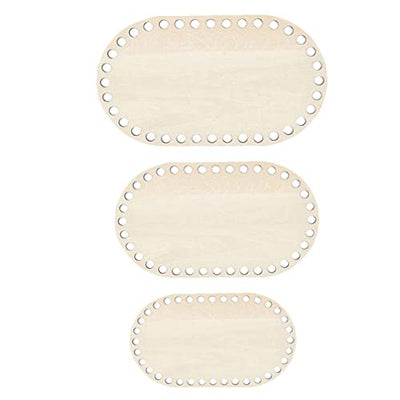 Milisten 4pcs Wooden Basket Bottom Wooden Base Shaper Blank Crochet Base for Thick Yarn DIY Knitting Basket Weaving Supplies Oval