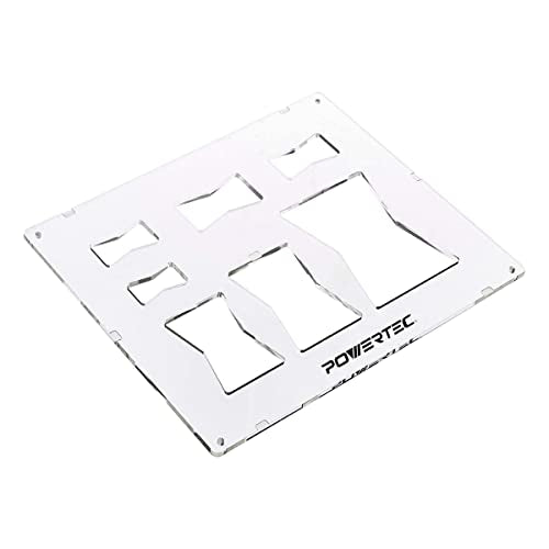 POWERTEC 71356 Clear Acrylic Butterfly Bowtie Router Template for Woodworking, Decorative Wood Router Jig Stencils Inlay Kit for Precise Cuts (7 in 1 POWERTEC
