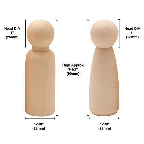 Wood Peg Dolls Unfinished 3.5 inch, Pack of 30 Wooden Peg People for DIY Crafts Muka
