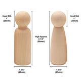 Wood Peg Dolls Unfinished 3.5 inch, Pack of 30 Wooden Peg People for DIY Crafts Muka