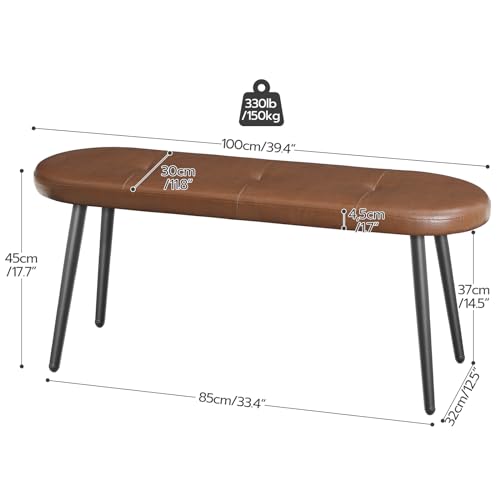 HOOBRO Dining Bench, 39.4" Upholstered Table Bench with Padded Seat, Entryway Bench, Shoe Changing Bench, PU Cushion, Easy to Assemble, for Kitchen,