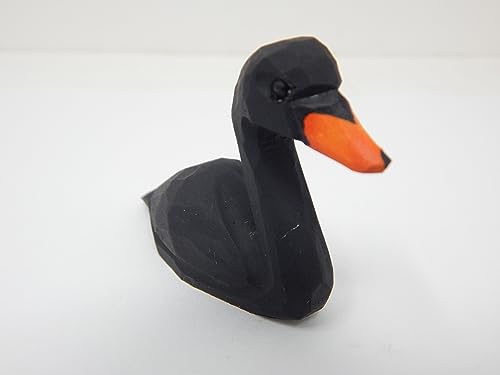 Selsela Black Swan Figurine Bird Animal Decor Art Small Goose Statue Gift Carving Miniature Sculpture Selsela