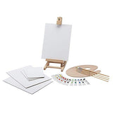 KINGART Artist Acrylic Painting Set with Wooden H-Frame Studio Easel, 12 Vivid Acrylic Paint Colors, 6 Canvas Panels, 4 Brushes, Wood Palette KINGART