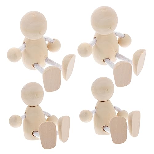 Tofficu 4pcs Unfinished Wooden Figurines Wooden Peg Dolls Unfinished Wooden Doll DIY Peg Dolls Unfinished Peg People Unfinished Dolls Pegs Wooden Tofficu