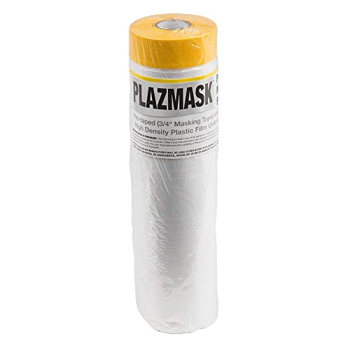 PlazMask Pre-Taped Masking Film (1 Roll, 5-Feet X 65-Feet) - WoodArtSupply