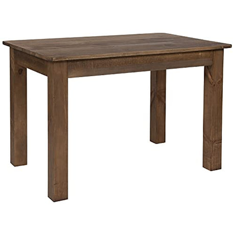 Merrick Lane Jessamine 46" x 30" Rectangular Antique Rustic Solid Pine Farm Dining Table Merrick Lane